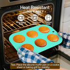 2 Pack Silicone Muffin Pan for Baking, Regular Size Nonstick Cupcake Pan, 6-Cup Silicone Muffin Tin BPA Free Dishwasher Safe, Great for Muffin Cupcake Brownie Egg Tart