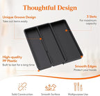 Lifewit Utensil Drawer Organizer, Expandable Cooking Silverware Tray for Kitchen Drawer, Adjustable Cutlery Flatware Holder, Plastic Spatula Tools and Gadgets Storage Divider, 3 Compartments, Black