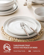 Famiware Milkyway Plates and Bowls Set, 12 Pieces Dinnerware Sets, Dishes Set for 4, White
