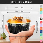 EUSOAR Disposable Ramekins, 200pcs 5oz Aluminum Cupcake Baking Cups Reusable, Mini Muffin Cups Cupcake Liners with Lids, Creme Brulee Containers Mold Tin, for Party Family Gathering Shower Catering