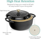 Best Choice Products 6 Quart Enamel Cast-Iron Round Dutch Oven, Family Style Heavy-Duty Pre-Seasoned Cookware for Home, Kitchen, Dining Room, Oven Safe w/Lid, Dual Handles - Black Licorice