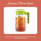 Takeya Flash Chill Iced Tea Maker - Airtight & Durable Iced Tea Maker Jug with Silicone Carry Handle - Leak-Proof & Lightweight Tea Infuser with Patented Flash Chill Technology - 1 Quart, Avocado