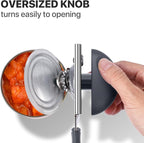 Can Opener Manual Heavy Duty, UHIYEE Hand Held Can Openers for Seniors with Comfort Grip Sharp Blade, Solid Steel Hand Manual Can Open with Magnet for Kitchen Camping, Gray