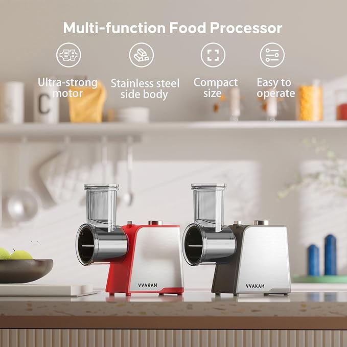 5-In-1 Electric Cheese Grater,300W Salad Maker,Electric Grater for Block Cheese,Kitchen Electric Food Slicer Shredder,Chopper for Vegetables Cucumber Carrots Cabbage Nuts(Black)