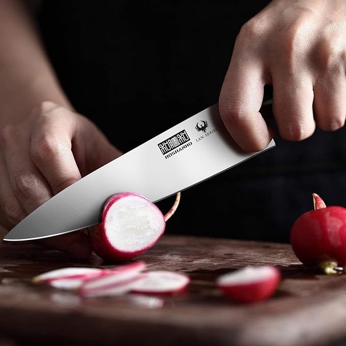 HOSHANHO 8 Inch Chef Knife for Cooking, Super Sharp High Carbon Stainless Steel Kitchen Knife, Professional Japanese Knife with Durable Wood Handle
