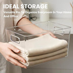 Clear Pantry Organizer Bins, Plastic Organizers & Storage Containers, Cabinet Organizer, Home Organization Must Haves for Kitchen, Laundry Room, Office, Closet & Freezer (4 Pack)
