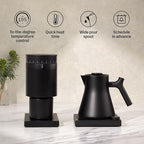 Fellow Corvo EKG Pro Electric Tea Kettle - Quick Heating, Precise Temperature Control Electric Kettle, Scheduling, Built-in Brew Timer for Boiling Water - Stone Blue with Walnut Handle - 0.9 Liter