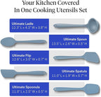 GIR: Get It Right 5-Piece Silicone Ultimate Kitchen utensils set - Ladle, Spatula, Flip, Spoon & Spoonula - Non toxic cooking utensils for Nonstick Cookware, Cooking and Baking - Slate