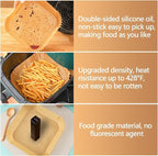 9 Inch Air Fryer Paper Liner Disposable, 200PCS Non-Stick, Oil-Proof & High-Temperature Resistant Square Baking Parchment Paper for Air Fryer, Microwave and Oven（Bottom Is 8 Inch）