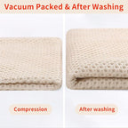 Homaxy 100% Cotton Waffle Weave Kitchen Dish Towels, Ultra Soft Absorbent Quick Drying Cleaning Towel, 13 x 28 Inches, 4-Pack, Beige