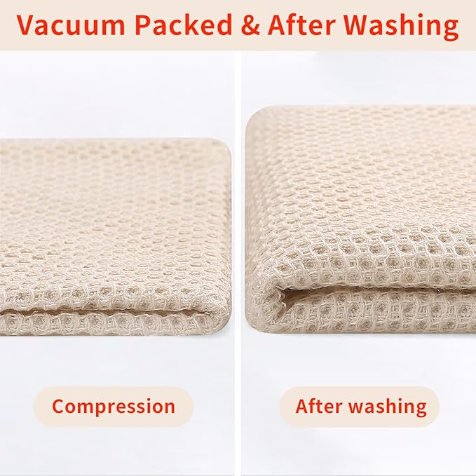 Homaxy 100% Cotton Waffle Weave Kitchen Dish Cloths, Ultra Soft Absorbent Quick Drying Dish Towels, 12 x 12 Inches, 6-Pack, Beige