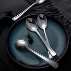 Liacere 200PCS Silver Plastic Spoons - Heavy Duty Disposable Spoons - dessert Spoons for Wedding & Party & New Year & Valentine's Day