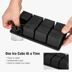 Samuelworld Large Silicone Ice Cube Tray Molds, Big 2 Inch Cubes - Food Grade, Flexible, 8 Cavity Easy Release Slow Melting Ice for Whiskey, Cocktails, Gifts & Christmas - Black (3 Pack)