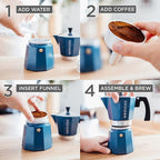 GROSCHE Milano Stovetop Espresso Maker Moka Pot 9 Espresso Cup, 15.2 oz, Blue. Stove top Coffee Maker Moka Italian Espresso greca Coffee Maker Brewer Percolator
