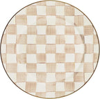 MACKENZIE-CHILDS Enamel Charger Plate, Charger Decoration Plate for Dinner Plates or Home Decor, 12 Inches, Brown-and-White Mocha Check