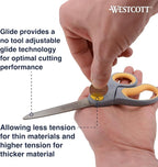 Westcott 8-Inch Titanium-Bonded Scissors with Adjustable Glide Feature for Office and Home - Gray/Yellow, 2-Pack
