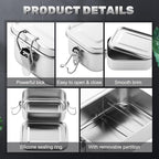 Umigy 4 Pcs Stainless Steel Food Containers 850/1400ml Metal Bento Lunch Box Stainless Steel Food Storage Containers, Lockable Clips to Leak Proof, Reusable Dishwasher Snack Boxes for Work