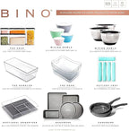 BINO | Plastic Storage Bins - 4 Pack | THE LODGE COLLECTION | Clear Storage | Containers for Organizing with Handles | Pantry Kitchen Organization | Fridge Organizer | Bathroom | Shelves Cabinet