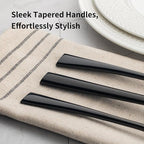 Alata Bailey Black 20-Piece Forged Stainless Steel Flatware Set Cutlery Set, Service for 4, Silver Finish, Dishwasher Safe