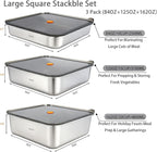 YUPER Stainless Steel Food Storage Containers, Large Meal Prep Container Sets with Lids, BPA Free, Leak Proof & Airtight, Microwave, Dishwasher, Fridge, Freezer & Oven Safe, 3 Pack (84+125+162OZ)