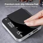 Rechargeable Mini Coffee Scale with Timer, Maestri House Espresso Scale, 2kg/0.1g Accurate Scale for Espresso and Pour-Over Coffee, Portable Digital Kitchen Scale with Automatic Timing（Black&Silver）