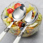 2-piece Salad Servers Stainless Steel Salad Serving Set Salad Fork and Spoon (White)