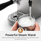 HIBREW Espresso Machine 20 Bar, Semi-Automatic Cappuccino Maker with Milk Frother for Latte Art, Adjustable Temperature & Water Volume, with Display, Pressure Gauge & Stainless Steel Body