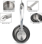Measuring Cups Set of 5, Stainless Steel Measuring Cups Set, Kitchen Measuring Cup Set, Metal Measuring Spoons for Baking, Dry Measuring Cups, Heavy Duty Measurement Cups with 1/8 Measure Cup