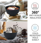 Wrova wheat straw snack bowls 10oz set of 8 - Unbreakable Dessert Bowls for kids - Mini Bowls for Ice Cream,Snack and Fruits - Microwave & Dishwasher Safe Appetizer Bowl Sets - Black