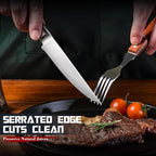 DRAGON RIOT Steak Knives Set of 8 Serrated Edge Steak Knife Set Japanese Stainless Steel Dinner Knife Diswasher Safe