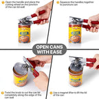 Can Opener Manual Heavy Duty, UHIYEE Hand Held Can Openers for Seniors with Comfort Grip Sharp Blade, Solid Steel Hand Manual Can Open with Magnet for Kitchen Camping, Red