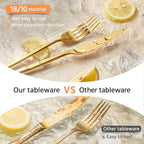 KINGSTONE Silverware Set, 20-Piece Flatware Set Cutlery Set Premium 18/10 Stainless Steel, Tableware Include Forks Knives Spoons for Home Kitchen Restaurant Wedding, Dishwasher Safe, Gold