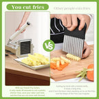 Commercial French Fry Cutter, Heavy Duty Potato Slicer with 3/8Inch Blade, Stainless Steel Potato ChopperFrench Fries Cutter with Suction Feet,