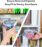 Airtight Food Storage Containers with Lids, Clear Pantry Canister Set for Kitchen Organization, Stackable Organizers for Flour, Sugar, Cereal, Rice, BPA Free Plastic 24 Pack with Different Sizes