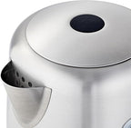 Amazon Basics Electric Stainless Steel Kettle for Tea and Coffee, BPA-Free, Fast Boiling, Auto Shut-Off, 1.1 Quarts, 1500W, Black and Silver