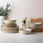 AmorArc Ceramic Dinnerware Sets,Handmade Reactive Glaze Stoneware Plates and Bowls Sets,Highly Scratch Resistant | Dishwasher & Microwave Safe Dishes Set,Service for 8 (24pc)