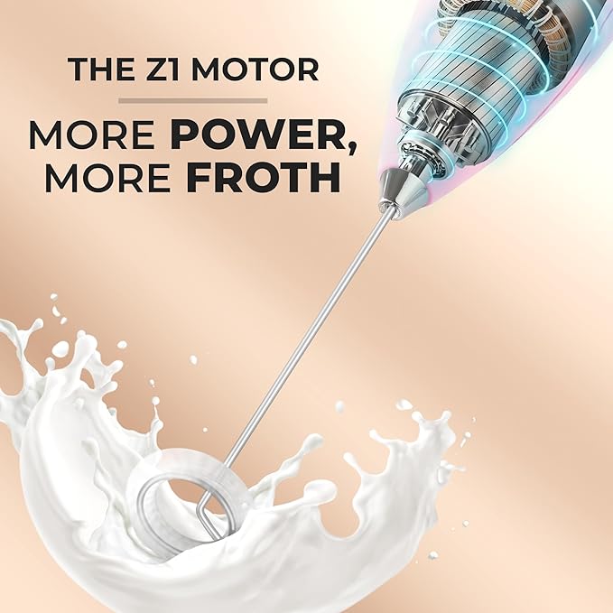 Zulay Kitchen Powerful Milk Frother Wand With 4 AA Duracell Batteries - Ultra Fast Handheld Drink Mixer - Electric Whisk Foam Maker for Coffee, Lattes, Cappuccino, Matcha & Creamer