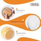 Glass Storage Jars Set of 3, 25 OZ HIgh Borosilicate Glass Containers Kitchen Food Canisters with Acacia Wood Lids for Coffee Beans/Sugar/Tea/Nuts