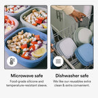 STOJO Collapsible Sandwich Box – 24oz, Reusable Food Storage Container, Silicone Bowl for Hot/Cold Food – Meal Prep, Lunch, Camping, Hiking – Dishwasher Safe (Set of 5, Cashmere)
