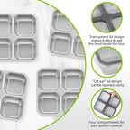 4 Pack Stainless Steel Snack Containers with Lids 4 Compartment Lunch Box for Adults & Kids Meal Prep Bento Box Containers Reusable