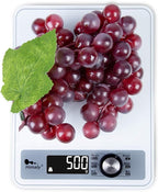 Digital Food Scale, Kitchen Scale for Cooking, Baking, and Weight Loss, 1g/0.03oz Precise Graduation, Tempered Glass （White）