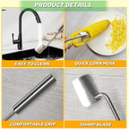 Corn Peeler, Corn Kernel Removers, Long Handle Stainless Steel Corn Stripping Tool Thresher Scraper for Home Kitchens, Restaurant Chefs