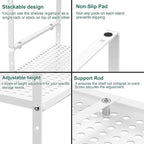 iPEGTOP 2 Pack Large Expandable Cabinet Storage Shelf, Heavy Duty Stackable Steel Metal Spice Rack Adjustable Height Home Office Pantry Garage Shelves for Counter Kitchen Organization, White