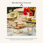MACKENZIE-CHILDS Enamel Pedestal Platter, Round Cake Stand, Mini, Pink-and-White Rosy Check