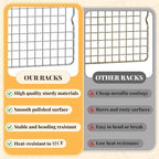 Cooling Racks for Cooking and Baking - 2 PCS 10" x 16" Grid Wire Baking Rack for Oven Cooking, Baking, Grilling, Roasting - Dishwasher Safe Bacon Rack - Fits Half Sheet Cookie Pan