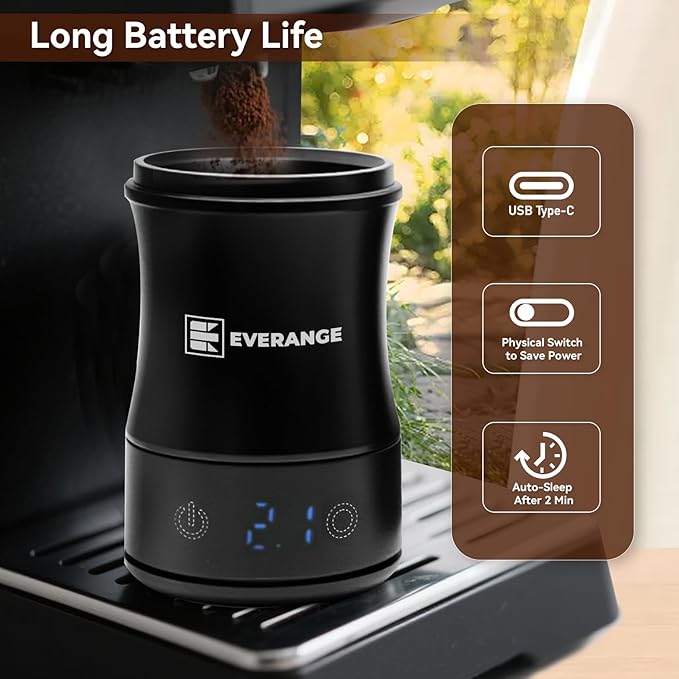 Digital Coffee Scale with Timer - Rechargeable Espresso Scale Precise Pour Over & Drip Coffee Scale, LED Display, Includes Dosing Cup, Black