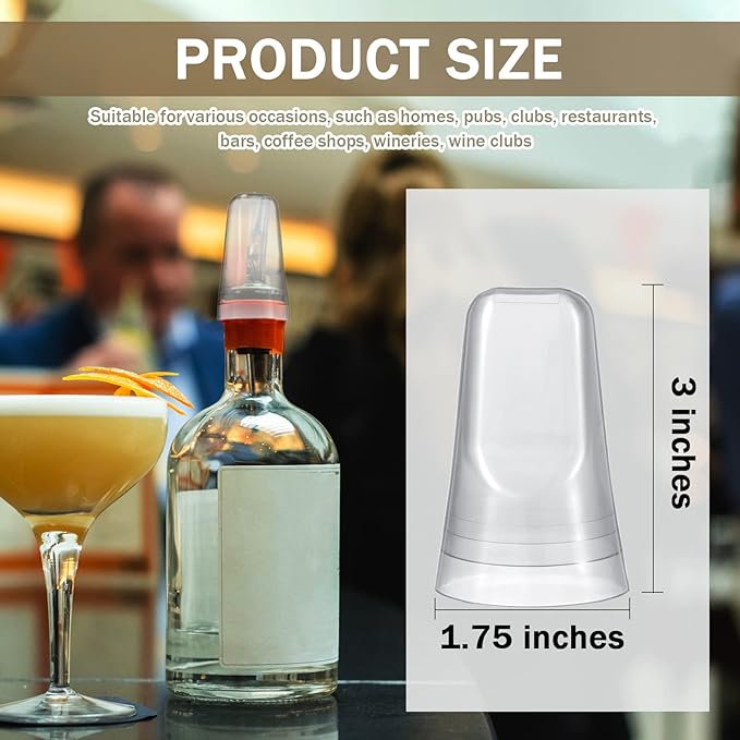 Chengu 100 Pieces Liquor Bottle Toppers for Liquor Pour Bottle Covers Universal Pour Dispenser Bar Dust Translucent Rubber Spout Covers for Home Kitchen Tools Supplies