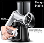 Rotary Cheese Grater, 3 in 1 Cheese Shredder Grater Rotary with Handle, Vegetable Mandoline Slicer Shredder for Vegetable, Cheese, Nut