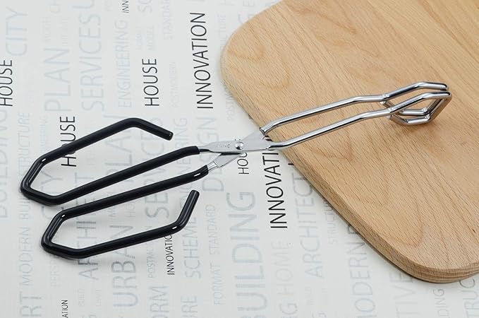 Stainless Steel Scissor Tongs with Black Handle 11-Inch Heavy Duty Wire Tongs