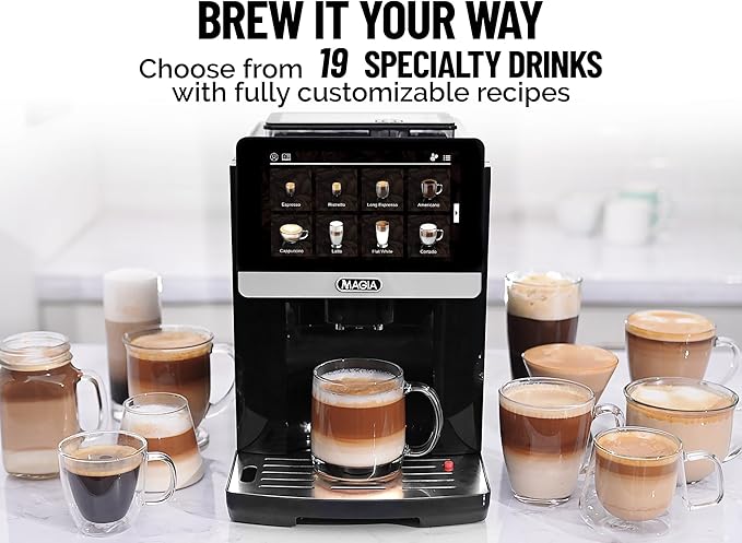 Zulay Magia Fully Automatic Espresso Machine With Grinder - 19 Customizable Coffee Options - Auto-Cleaning For Easy Maintenance - Milk-Foam System For Latte, Cappuccino, Macchiato - New Silver